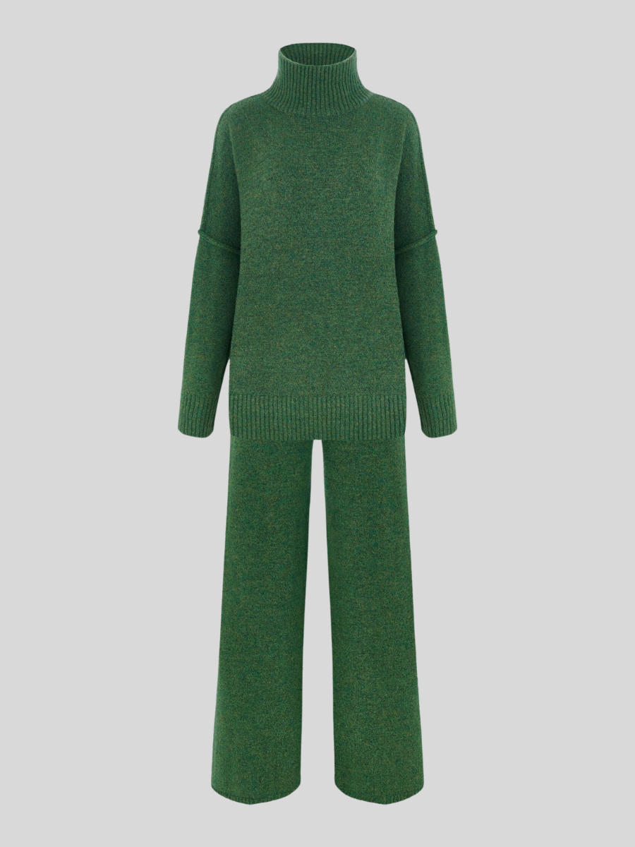 Fae | Set met effen coltrui en gebreide broek