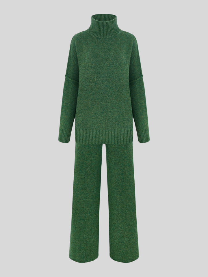 Fae | Set met effen coltrui en gebreide broek