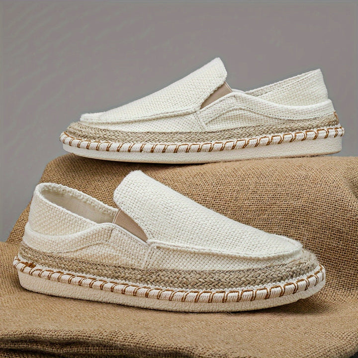 Pauls | Zomerse Slip-Ons Gevlochten Zool & Canvas Bovenwerk