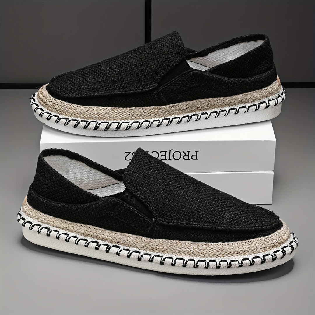 Pauls | Zomerse Slip-Ons Gevlochten Zool & Canvas Bovenwerk