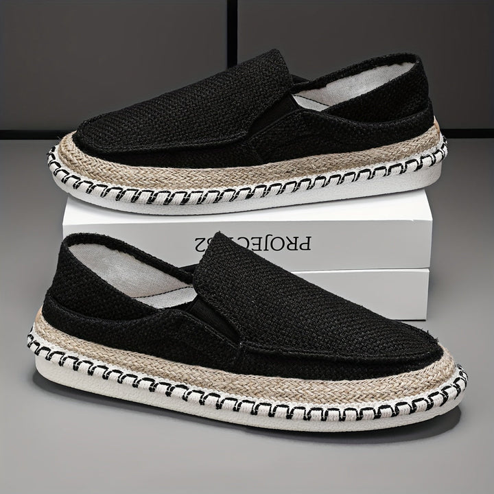 Pauls | Zomerse Slip-Ons Gevlochten Zool & Canvas Bovenwerk