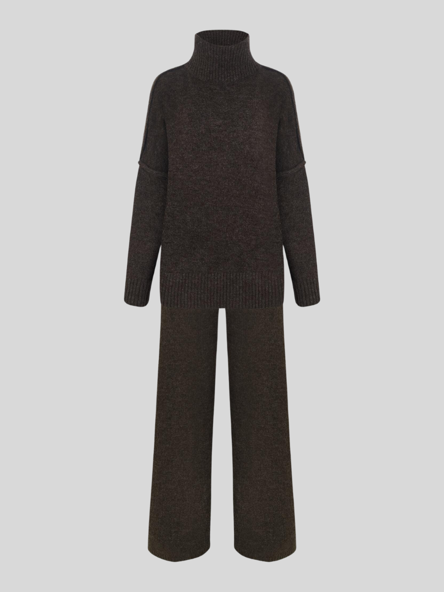 Fae | Set met effen coltrui en gebreide broek
