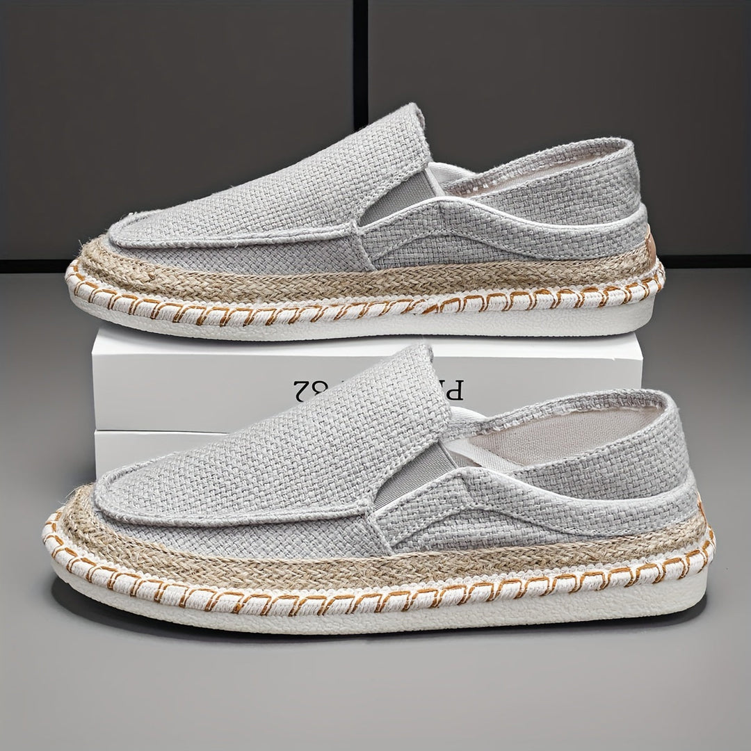 Pauls | Zomerse Slip-Ons Gevlochten Zool & Canvas Bovenwerk