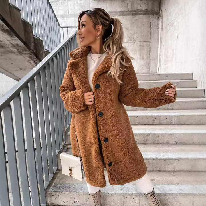 Milda | Lange Bontkraagjas voor Herfst/Winter