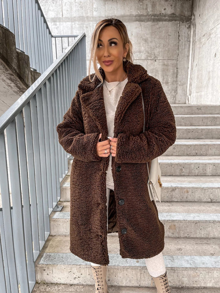 Milda | Lange Bontkraagjas voor Herfst/Winter