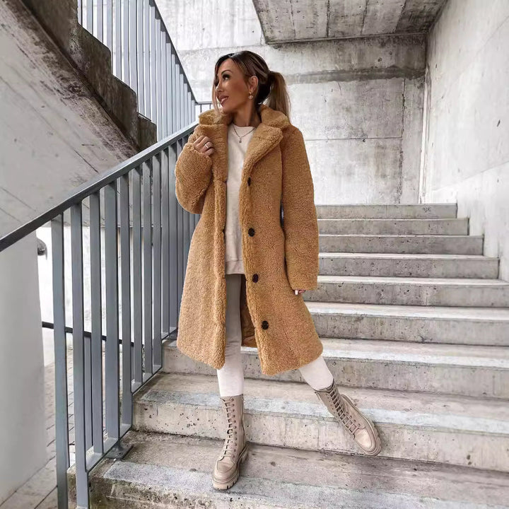 Milda | Lange Bontkraagjas voor Herfst/Winter