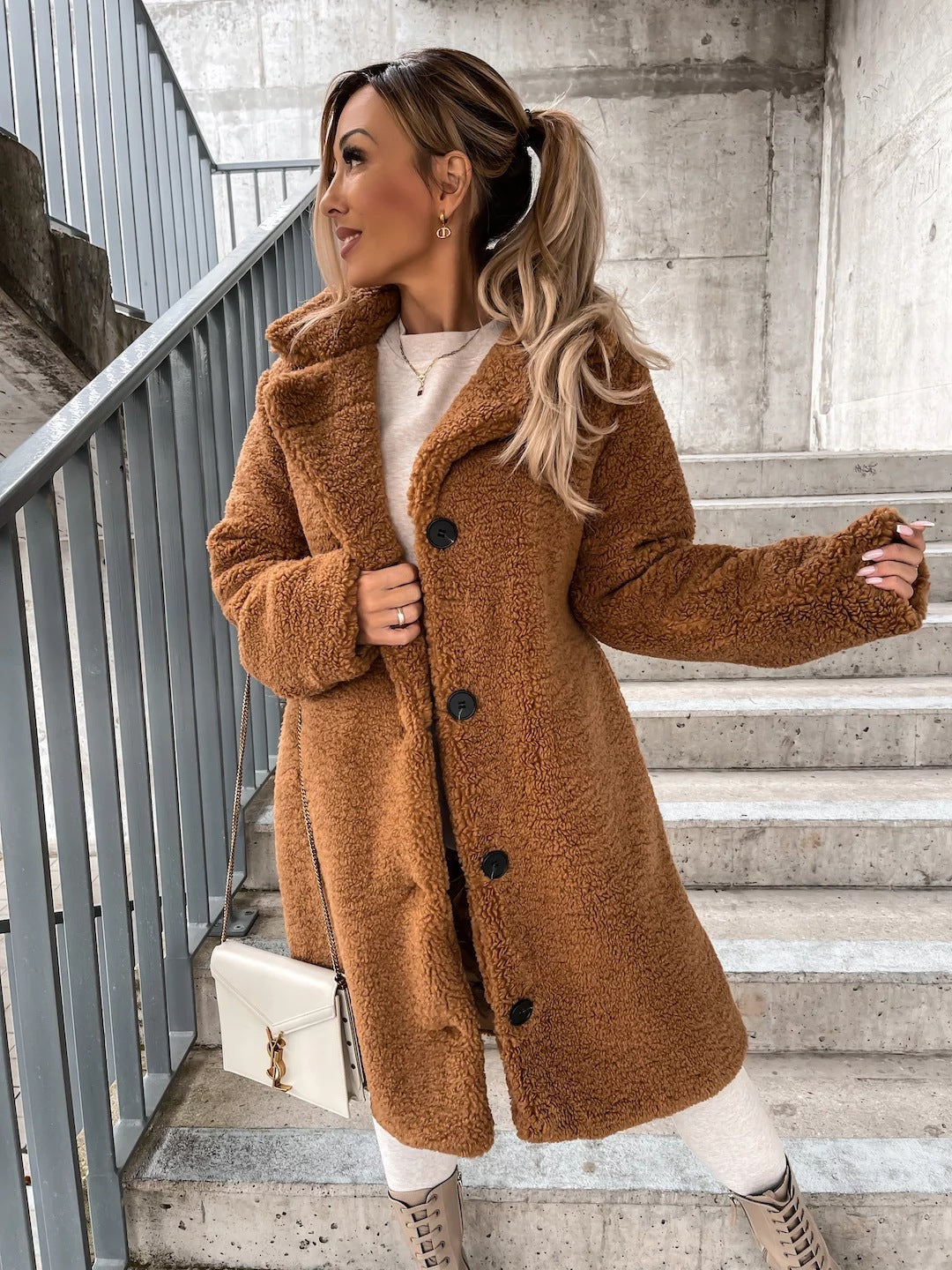 Milda | Lange Bontkraagjas voor Herfst/Winter