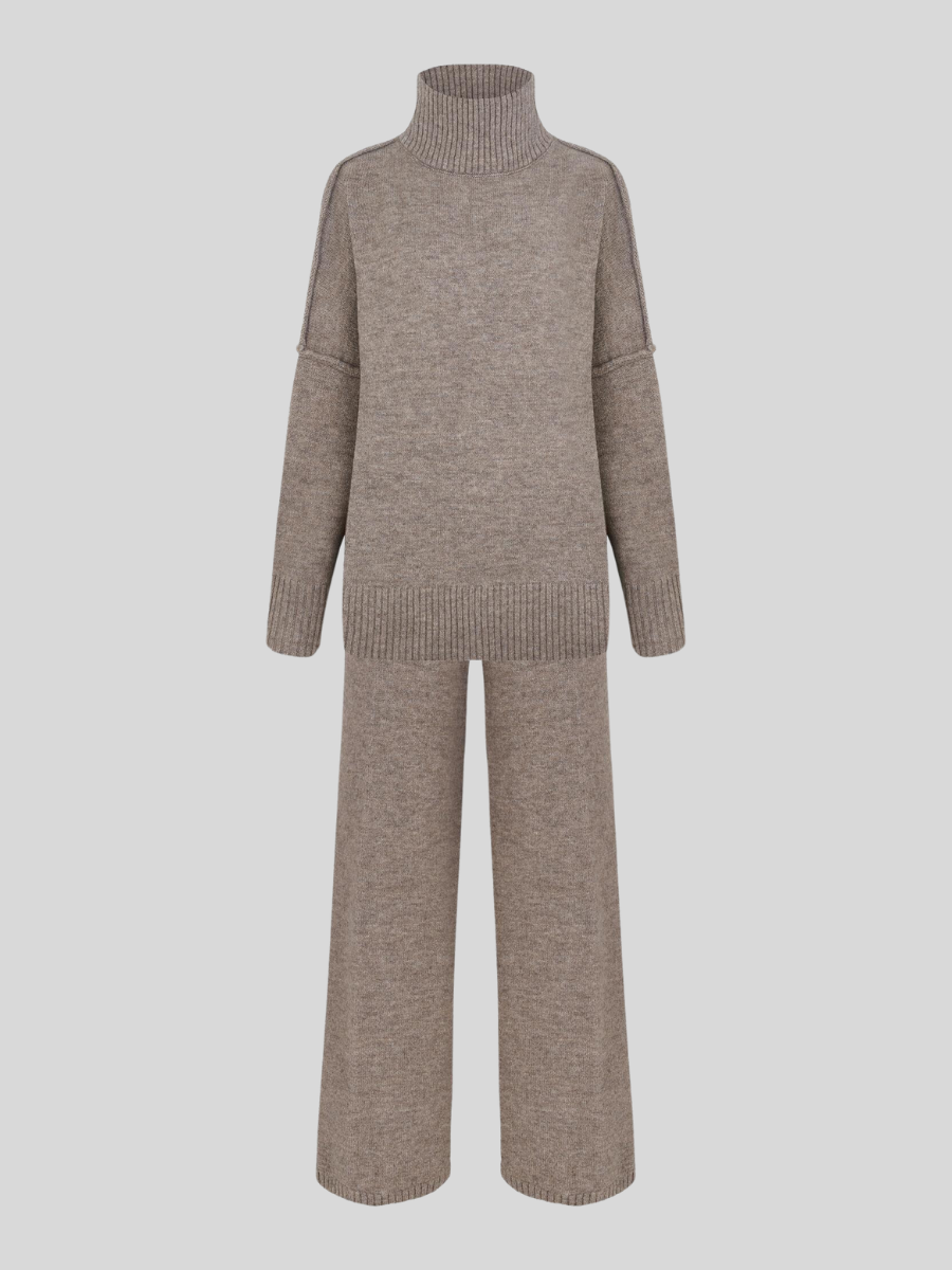 Fae | Set met effen coltrui en gebreide broek