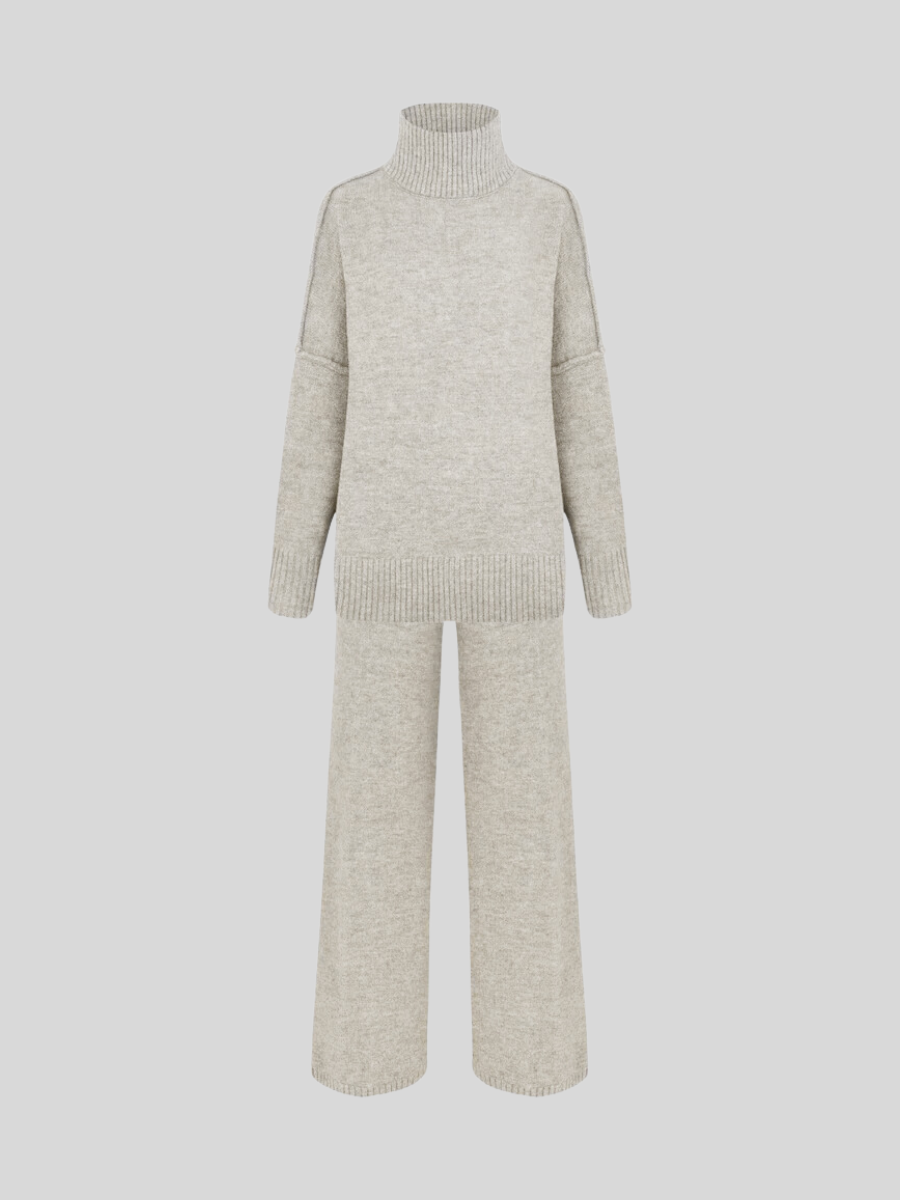 Fae | Set met effen coltrui en gebreide broek