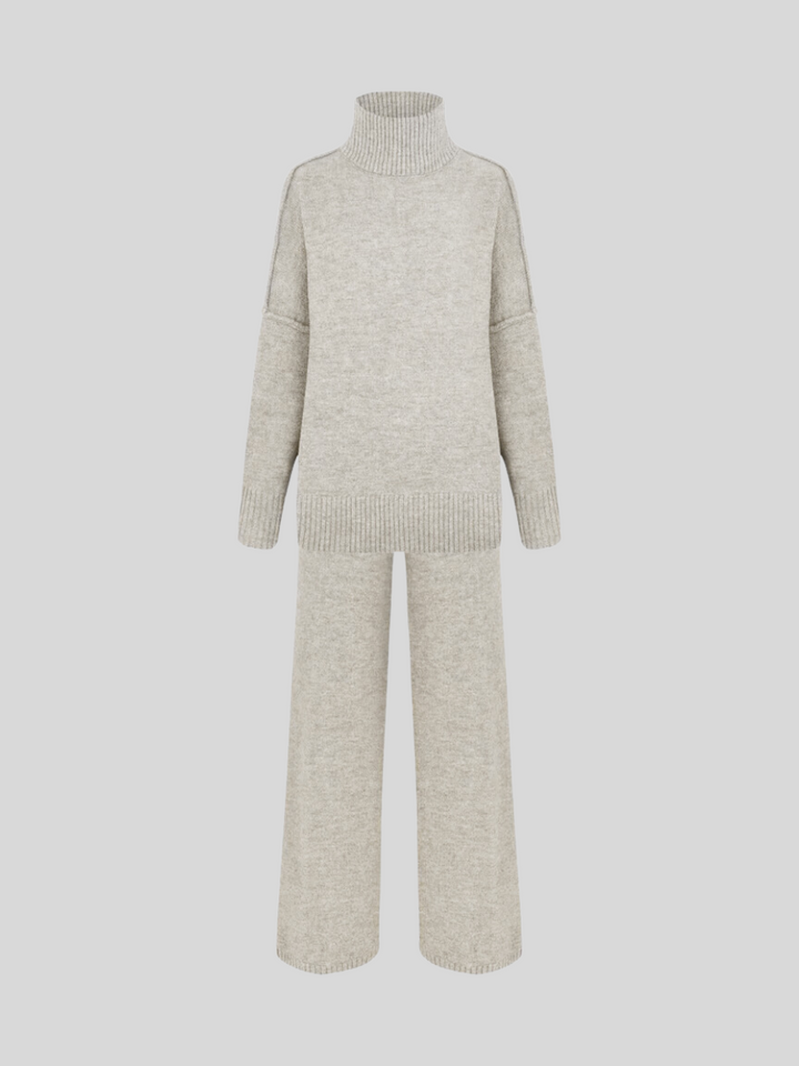 Fae | Set met effen coltrui en gebreide broek