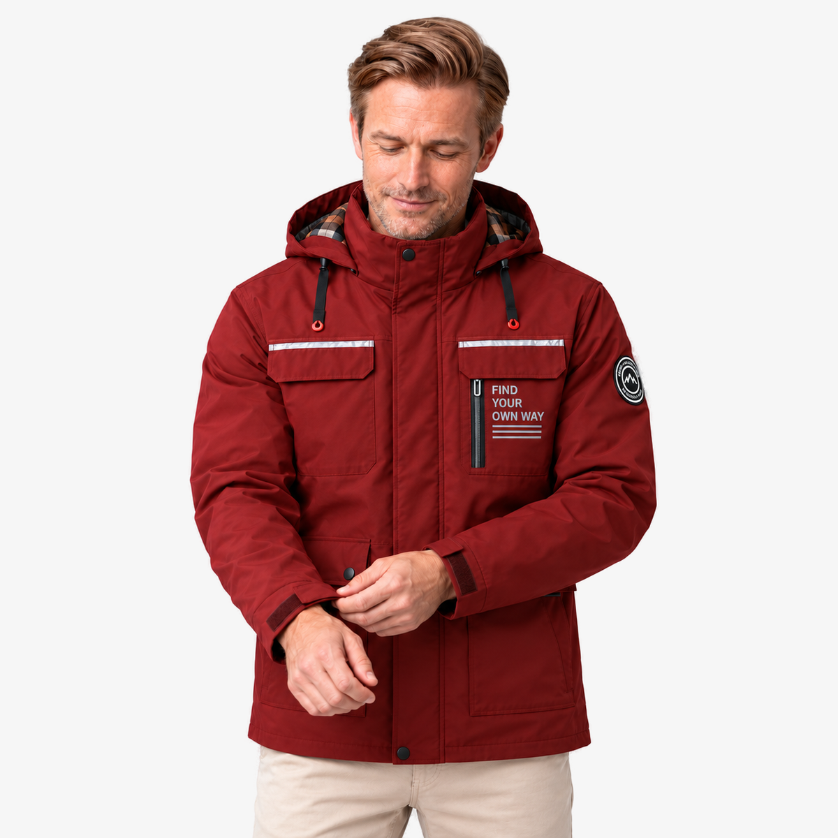 Bard wind- en waterdichte jas in rood