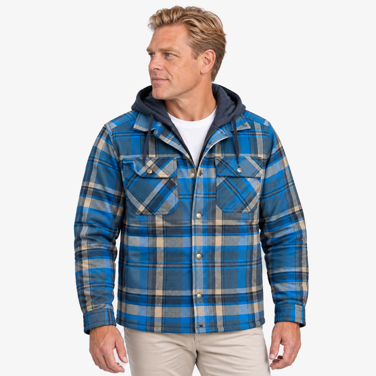 Bele flaneljack in blauw