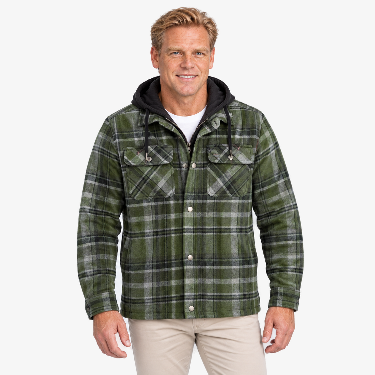 Bele flaneljack in groen