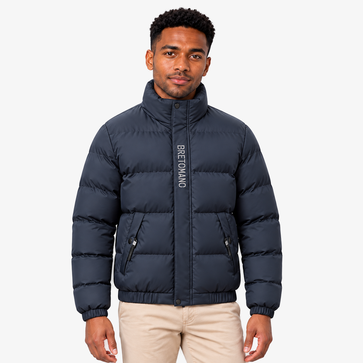 Boss winterjas met kraag voor heren in marineblauw