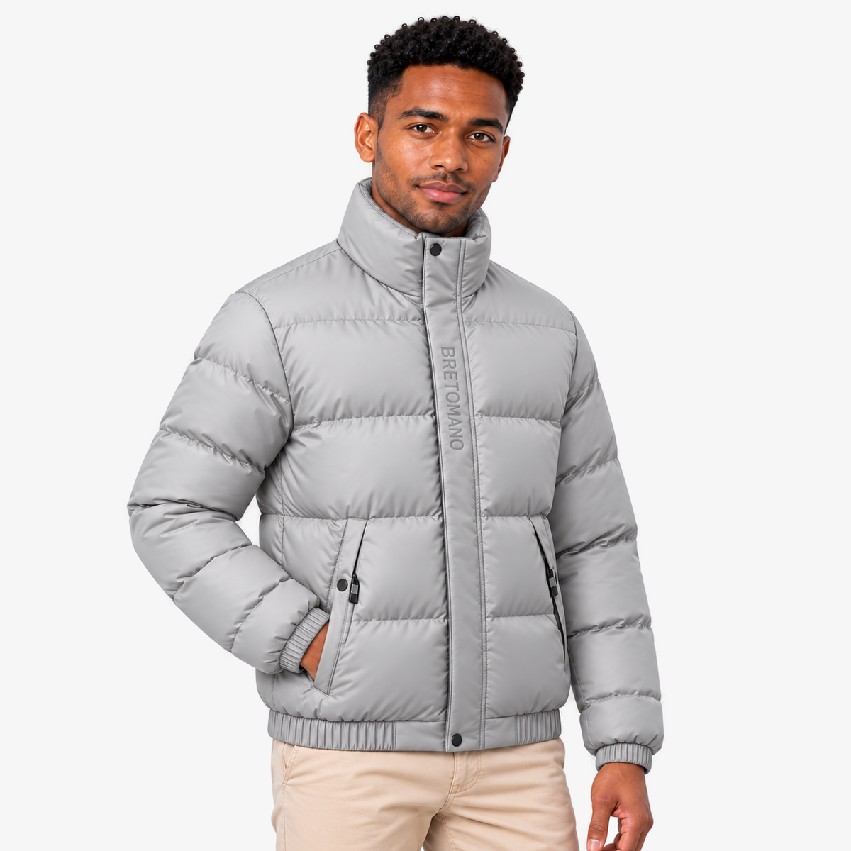 Boss winterjas met kraag voor heren in grijs
