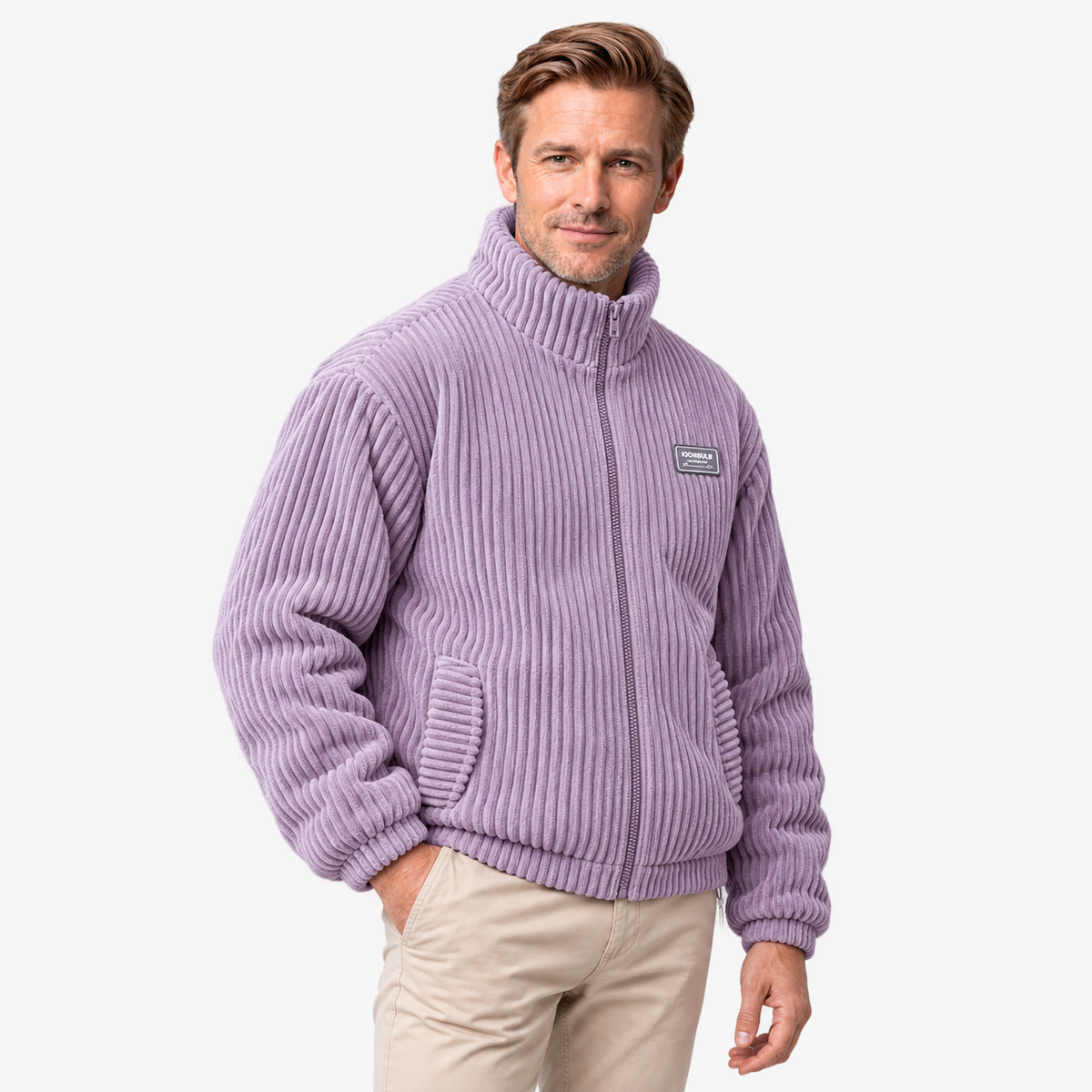 Casper trendy corduroy vest in lichtpaars
