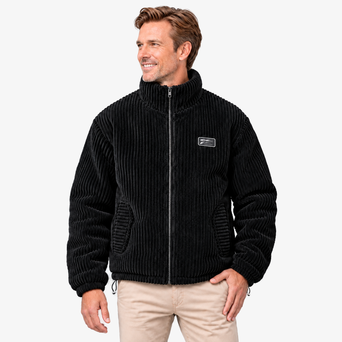 Casper trendy corduroy vest in zwart