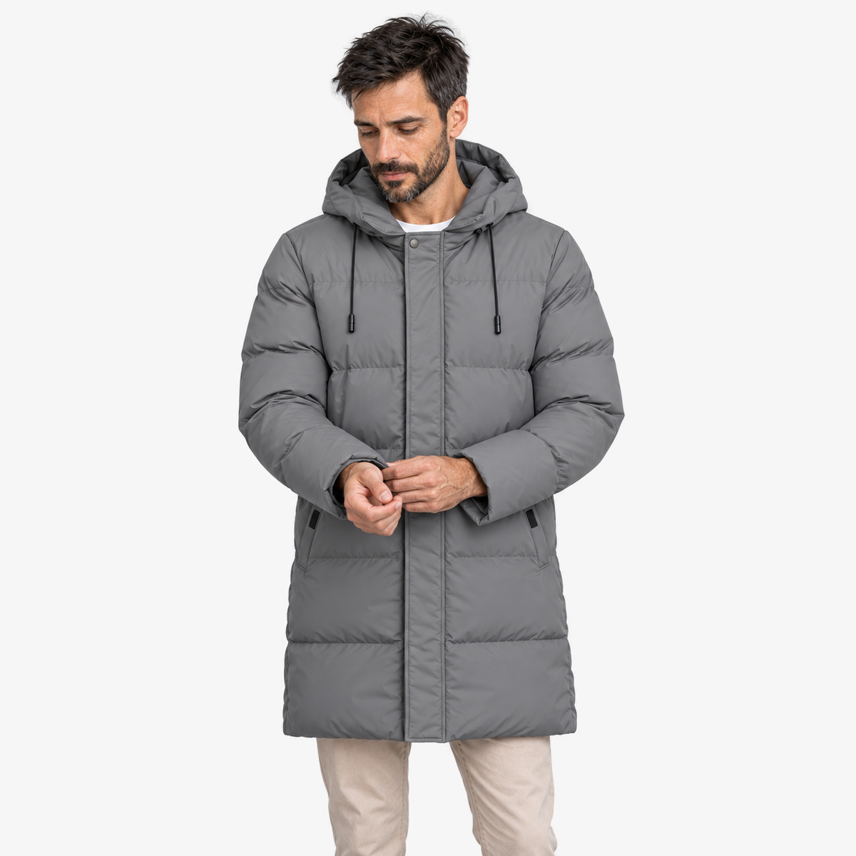 Elias warm gewatteerde parka in grijs