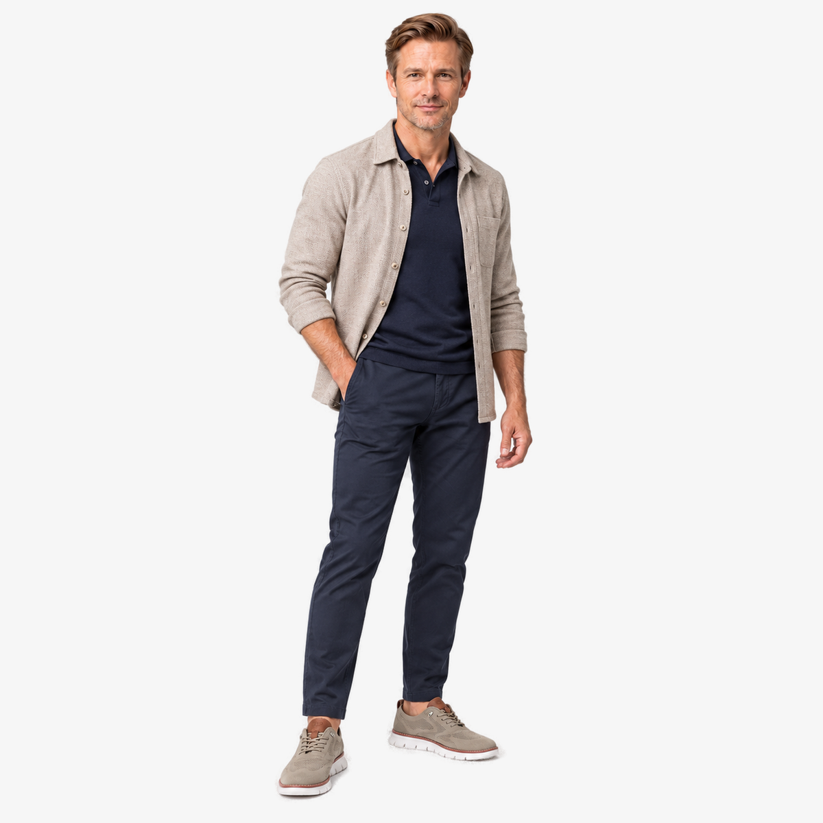 Evo ergonomische ademende comfortschoenen in taupe gedragen
