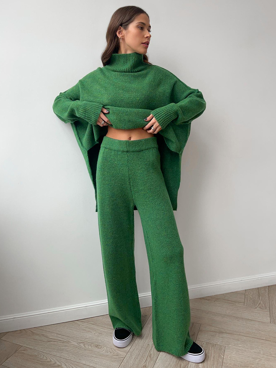 Fae | Set met effen coltrui en gebreide broek