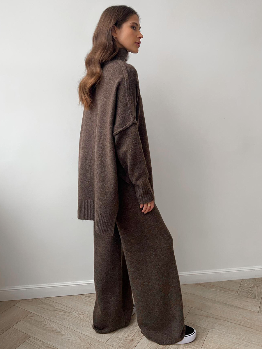 Fae | Set met effen coltrui en gebreide broek
