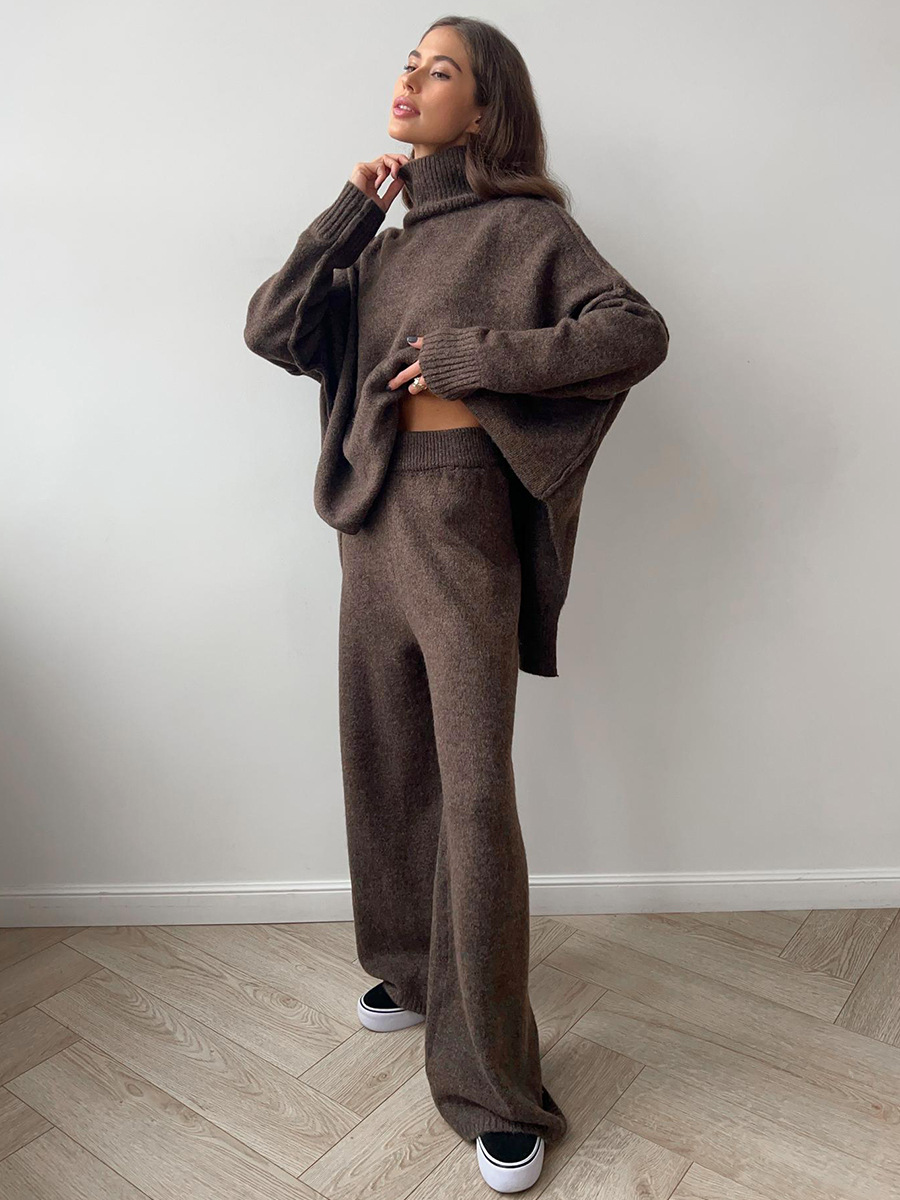 Fae | Set met effen coltrui en gebreide broek