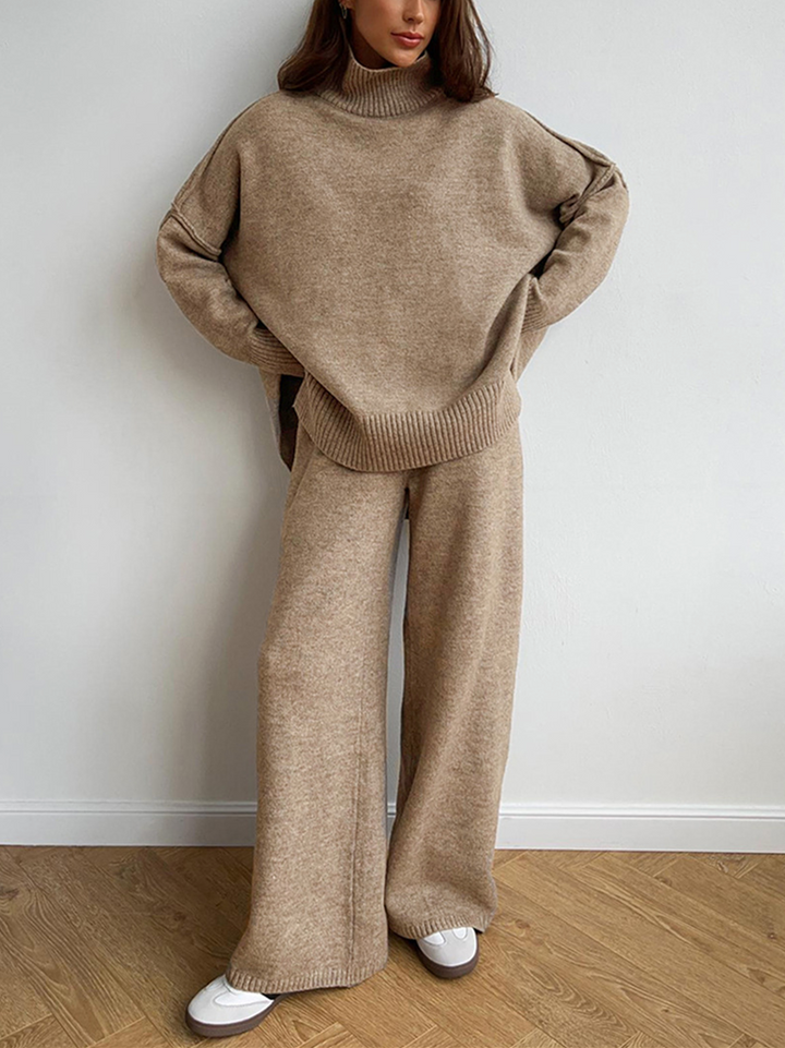 Fae | Set met effen coltrui en gebreide broek
