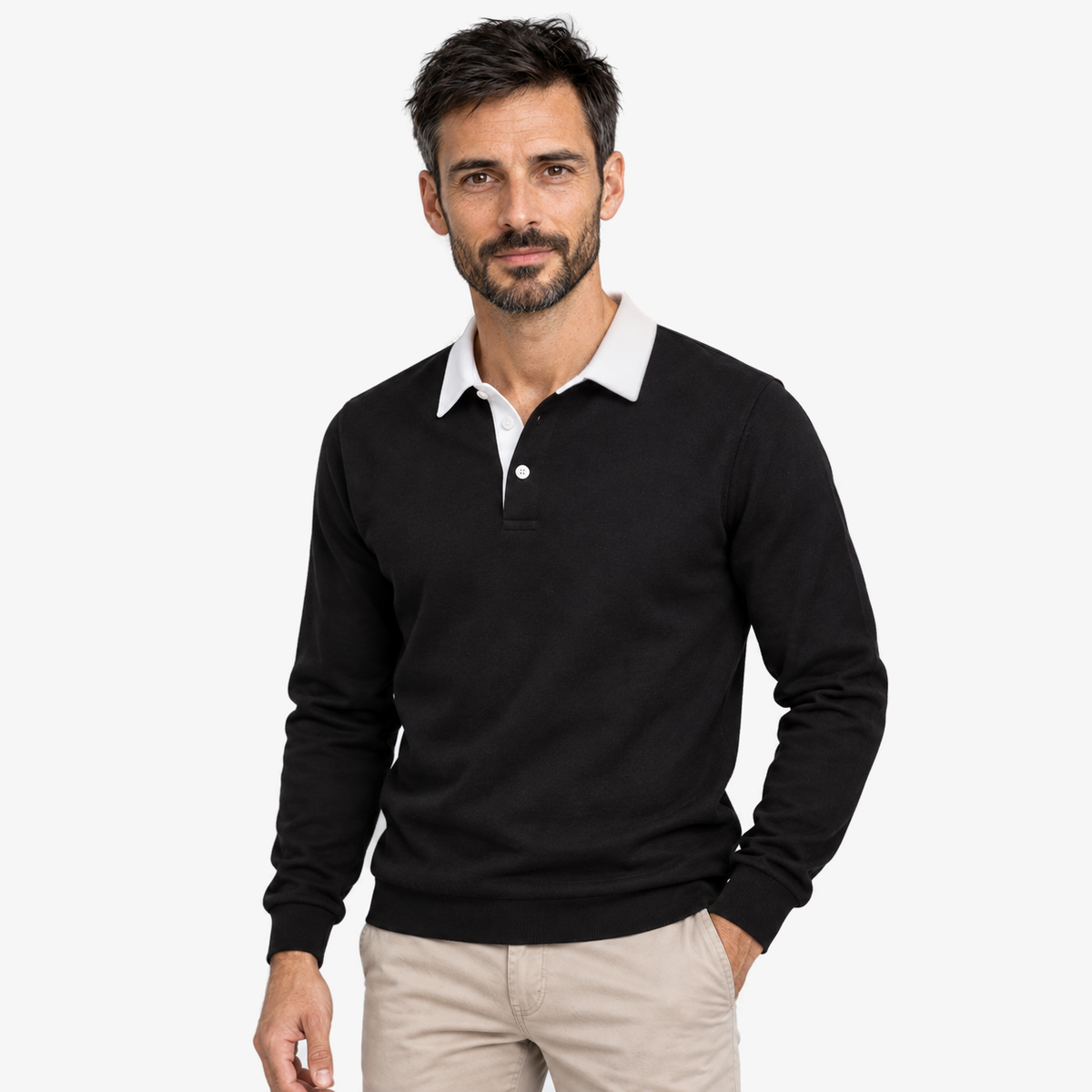 Moritz winter-polo voor heren in zwart
