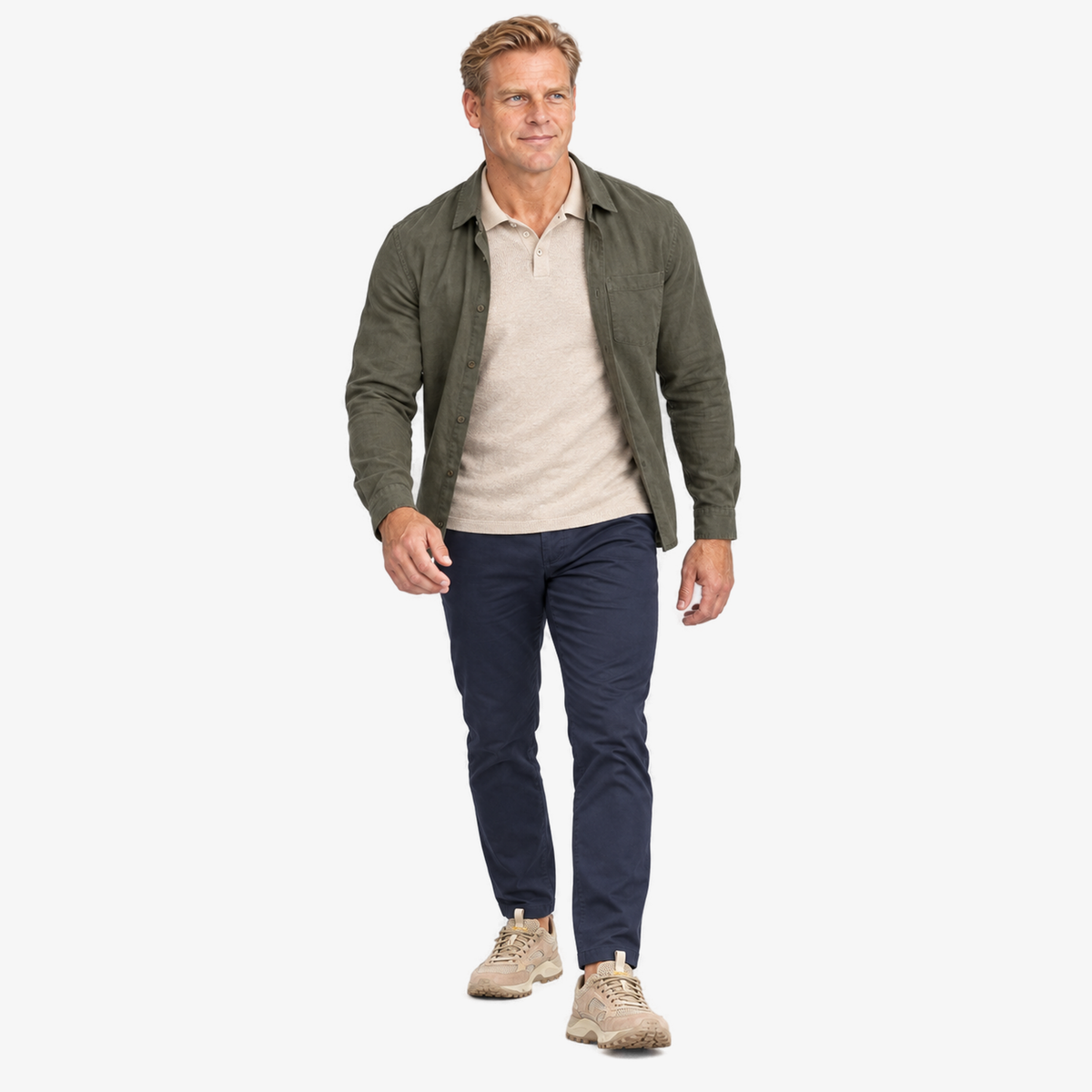 Nico Aria veiligheidsschoenen in khaki gedragen