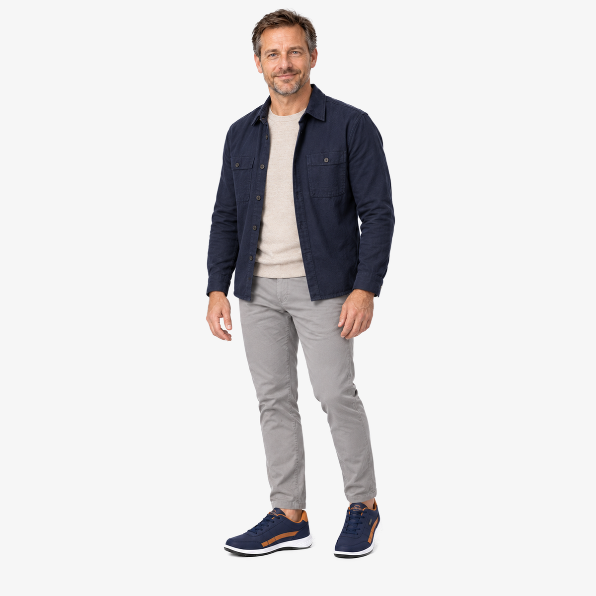 OrthoX ergonomische comfortschoenen in blauw gedragen
