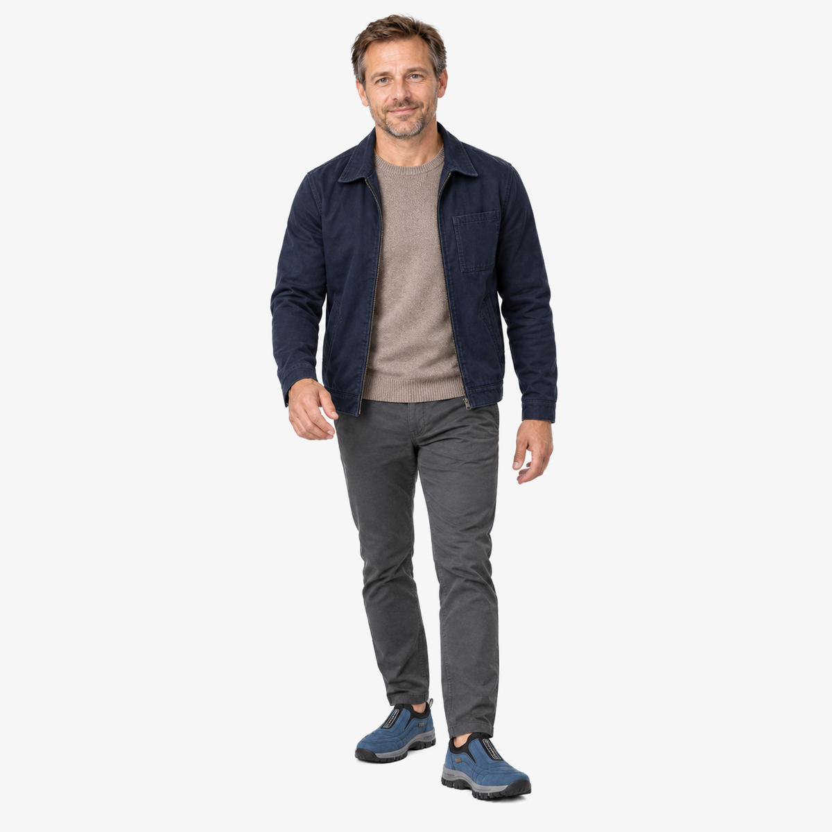 Remi orthopedische wandelschoenen in blauw gedragen