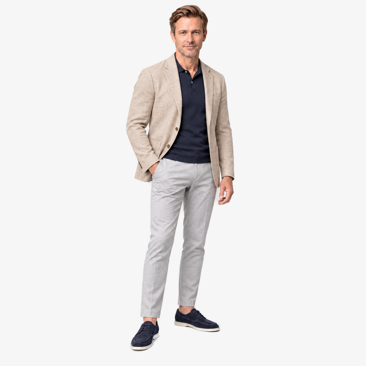 Vilano loafers in marineblauw gedragen