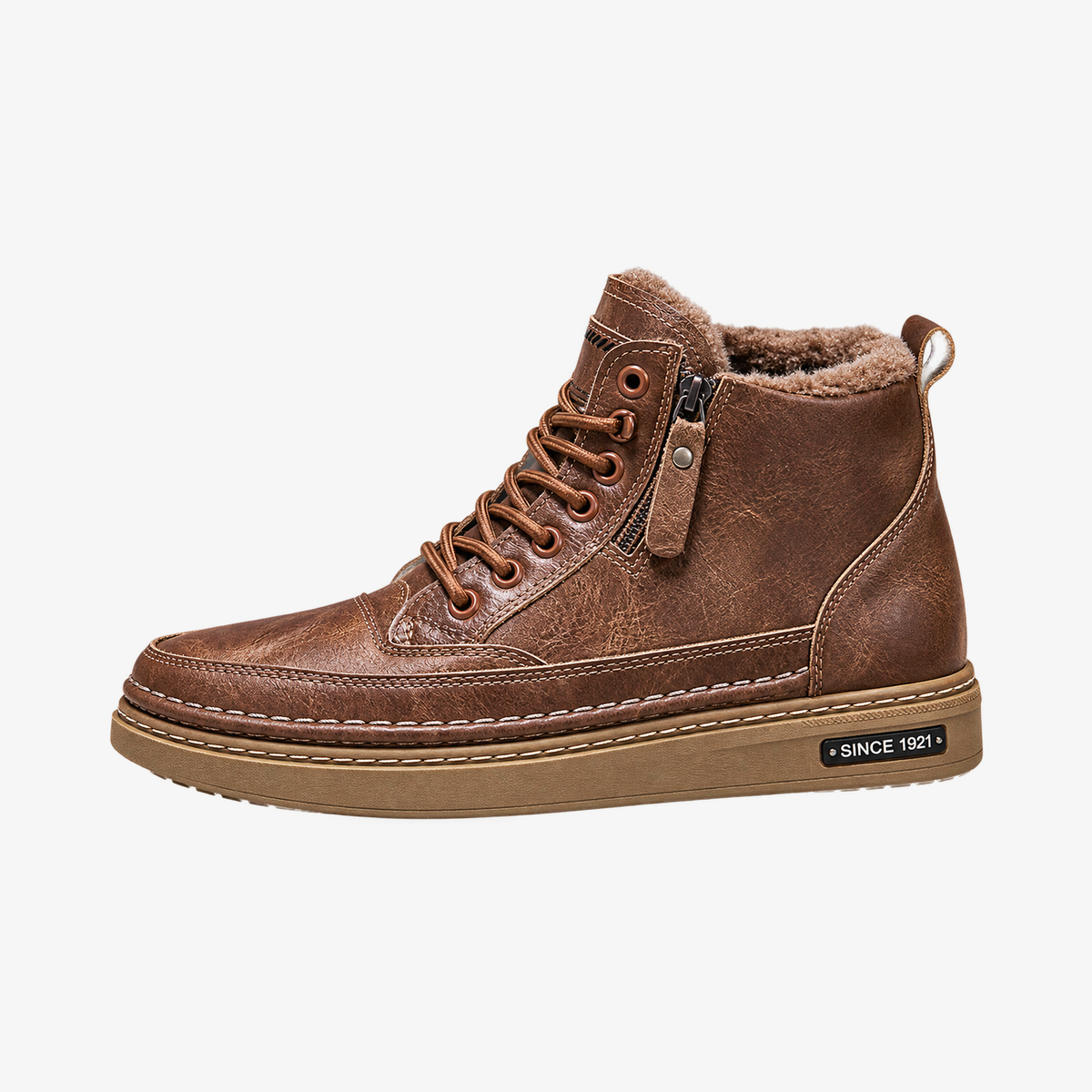 Wayne leren herenschoenen met voering in bruin