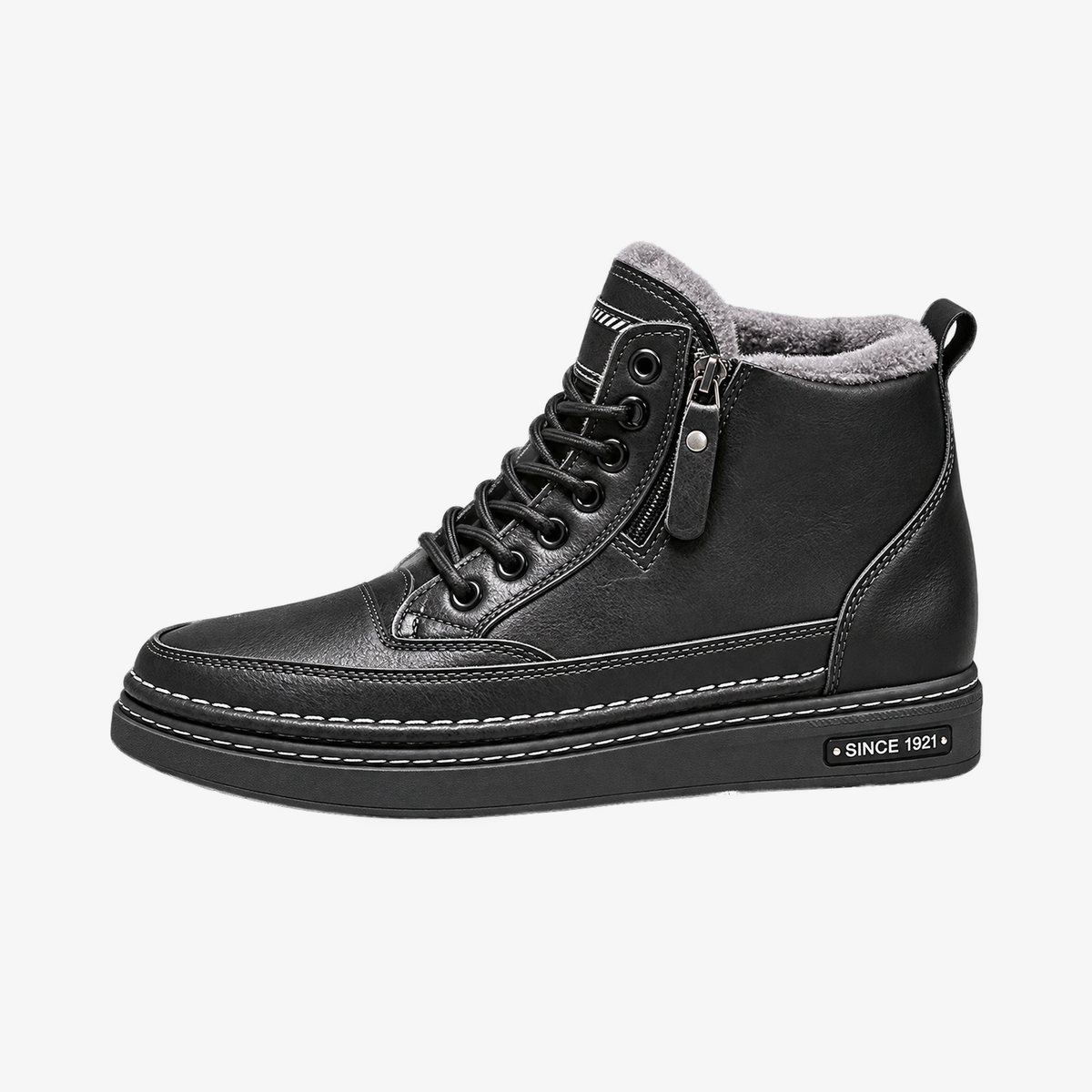Wayne leren herenschoenen met voering in zwart